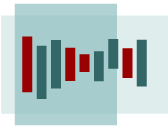 ícone com barras em azul e vermelho, a simbolizar gráficos