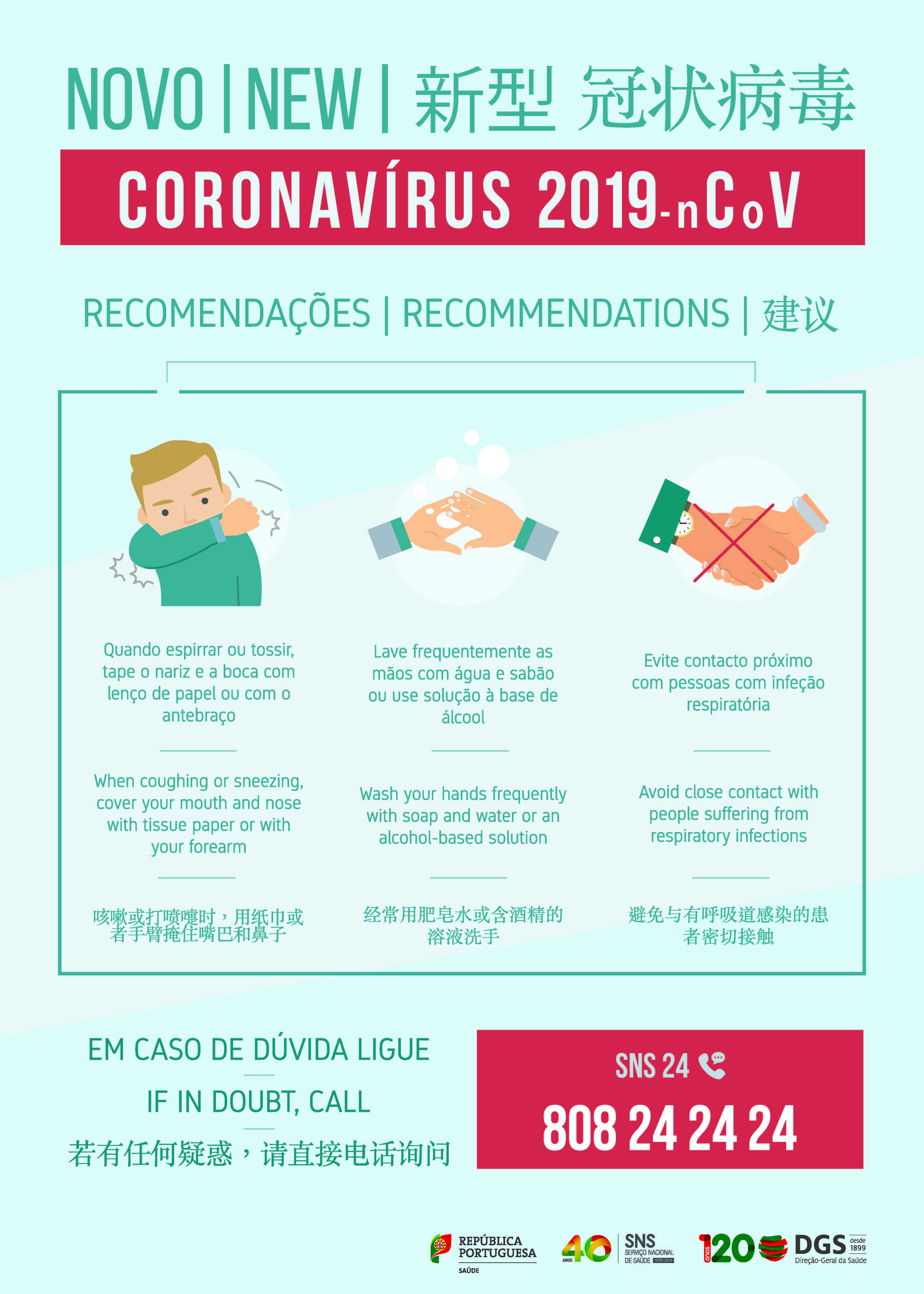 imagem das recomendações sobre o coronavírus 